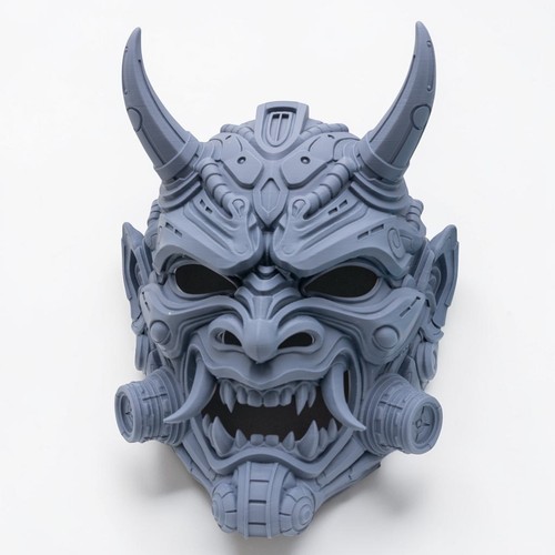 Cyber oni mask printed full - oni,