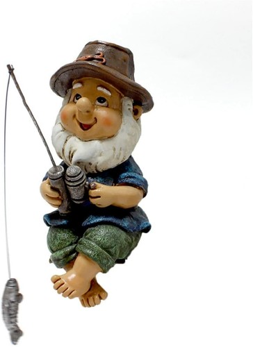 Garden gnome statue fishing - garden,