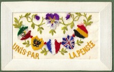 WW1 Silk Postcard "Unis Par La
