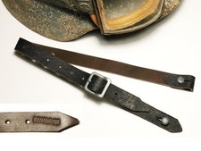 CHINSTRAP GERMAN HELMET WW2 "0/0750/0400" brown leather, steel buckle