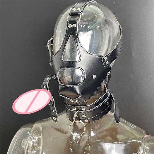 Leather hood bondage head - leather,