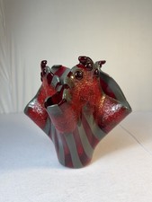 Vintage Art Glass Vase Red