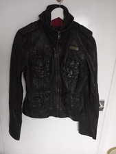 Superdry Brad Leather Jacket Men’s Size Small/medium  Brown