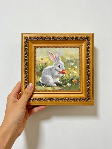 Grey rabbit holding - grey, orange