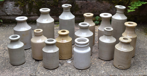 Victorian stoneware pots - 15,