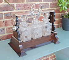 RARE 9 kgs BETJEMANN'S THE TANTALUS  3 DECANTER SILVER PLATE ORIGINAL LOCK & KEY