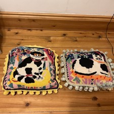 Ehrman Wool Tapestry Susannah Lisle Thai Cat Needlework Pair Complete Cushions