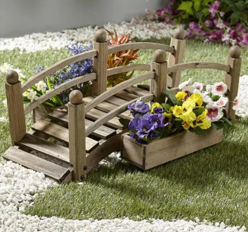 Wooden planter bridge flowers - bridge,