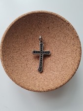 925 Sterling Silver Black Diamond Cross