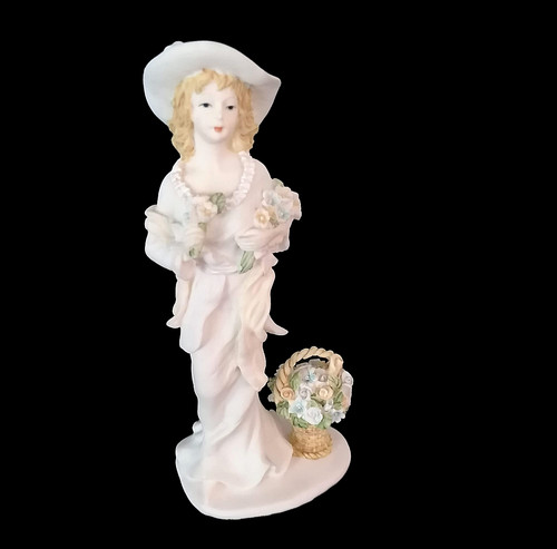 Lady with flowers figurine - lady,