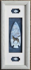 Native American Artwork: Mounted Spear Heads in a 70cm x 39cm Frame