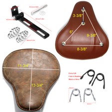 Retro Brown Soft Leather Motorcycle Spring Solo Seat For Harley Chopper Bobber