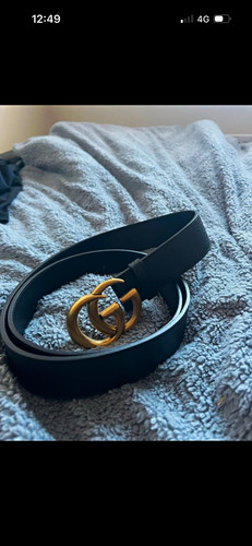 Gucci black leather belt gold - gucci,