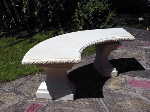 Stone garden bench curved - stone,