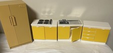 Vintage Marx Sindy Play Kitchen Lot Fridge Stove Sink Cabinet