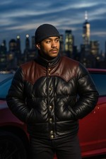 Men Black Sheepskin Leather