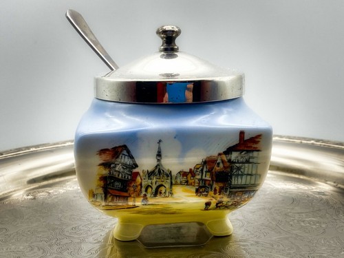 Vintage jam pot spoon sandland - pot,