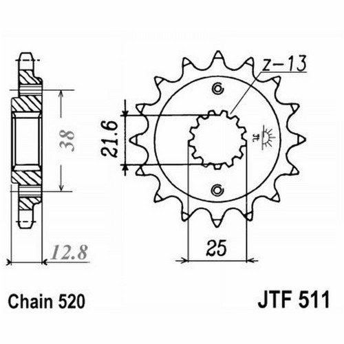Sprocket 511 z14 - z14, kawasaki