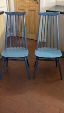 X2 ERCOL HIGH BACKED GOLDSMITH DINING CHAIR IN STONE BLUE FARROW & BALL 