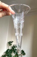 Vintage/Antique Lead Glass Crystal Epergne Flute/Trumpet With Etched Flowers