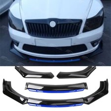 Glossy Black Blue Front Bumper Spoiler Lip Splitter For Skoda Octavia RS 06-13