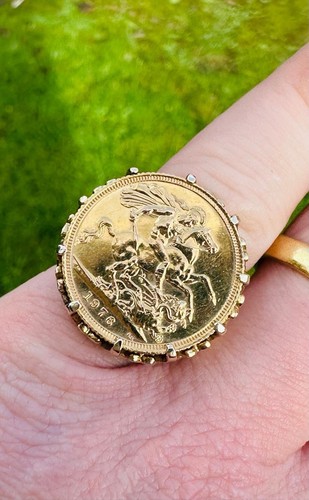 Gold full sovereign - ring, size
