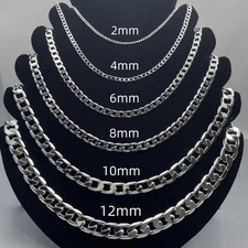 Italian Style Heavy Solid 925 Silver Sterling Curb Chain For Women, Men & Boys