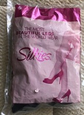 SILKIES TOTAL LEG CONTROL TIGHTS ~ MEDIUM ~ BARELY BLACK ~ COTTON LINED GUSSET