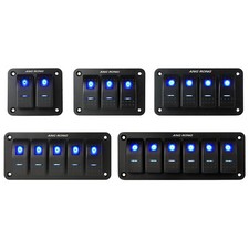 2/3/4/5/6 Gang Rocker Switch Panel LED Light Car Marine Boat 12V-24V Waterproof