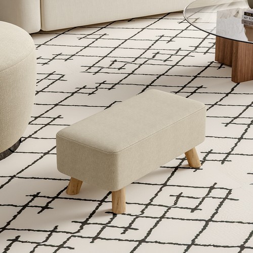 Rectangular linen shoes bench - linen,