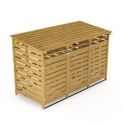 Outdoor wooden wheelie bin - wooden,