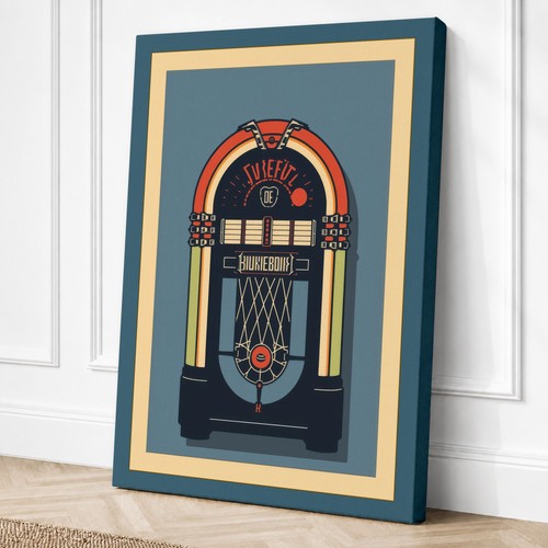 Vintage jukebox retro canvas - vintage,