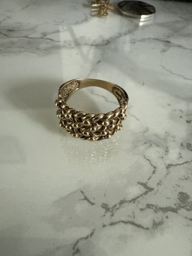 9ct gold keeper ring 4rows - 9ct,