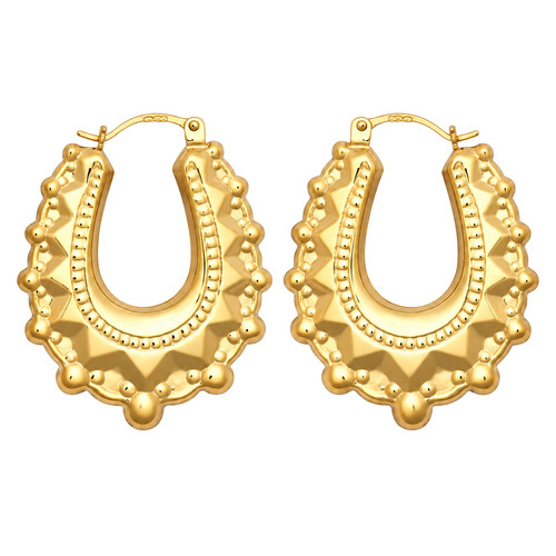 Genuine 9ct gold oval - oval, creole