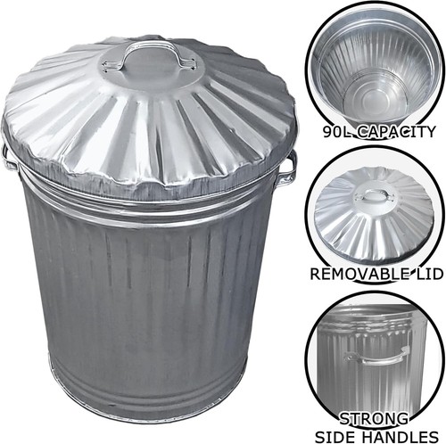 Metal bin large 90l - metal, for