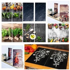 Set of 2 Glass Cutting Chopping Board Hob Cover Induction Ceramic Worktop Saver