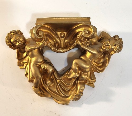 Vintage gold cherub - wall, shelf