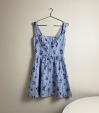 Size 6 / S [ Reformation ] Baby Blue Sheri Linen Mini Heidi Dress Garden Party