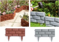 8PK BRICK EFFECT PANEL PLASTIC INTERLOCKING GARDEN EDGING SKIRTING BORDER FENCE