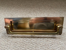 Vintage Solid Brass Letter box with knocker/pull handle Reclaimed.