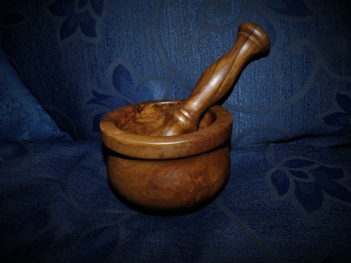 Heavy wooden mortar pestle - mortar, &