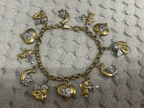 9ct gold charm bracelet - 9ct,