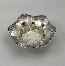 Vintage 833 Silver Repousse Floral Rose BonBon / Nut Dish - Signed