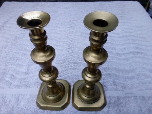 Antique brass candle sticks - brass,