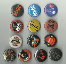AC/DC logos/albums etc RARE bunch of BUTTON BADGES (13) official merch VINTAGE