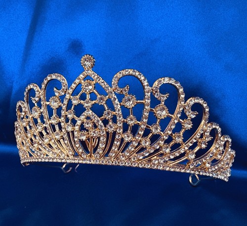 Tiara luxury golden crystal - golden,