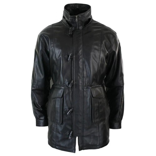 Mens long leather duffle - mens,