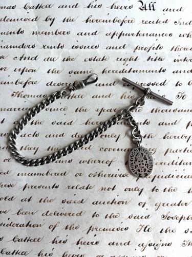 Antique silver albert chain - silver,