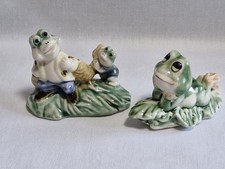 x2 Ceramic Frog Figurines Or