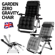 Zero Gravity Chair Recliner Outdoor Reclining Garden Sun Lounger Cushion&Pillow~